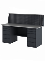 Верстак GREENBERG с двумя тумбами с ящиками с перфопанелью 2000мм