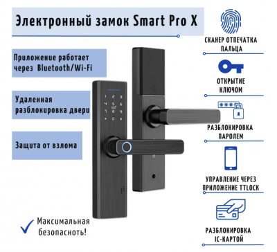 Умный электронный биометрический дверной замок SAFEBURG SMART PRO X