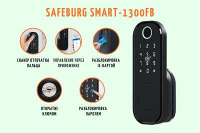 Умный биометрический дверной электронный замок SAFEBURG SMART-1300FB